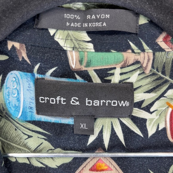 Vintage Tropical Hawaiian Cocktails Beer Mens‎ XL beach summer button up shirt - Picture 7 of 7